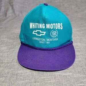 VINTAGE Rope Hat Cap Strap Snap Back Turquoise Purple Montana Mohr Trucker